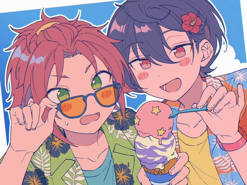 sakuma ritsu and isara mao (ensemble stars!) drawn by niyororinpayamaru