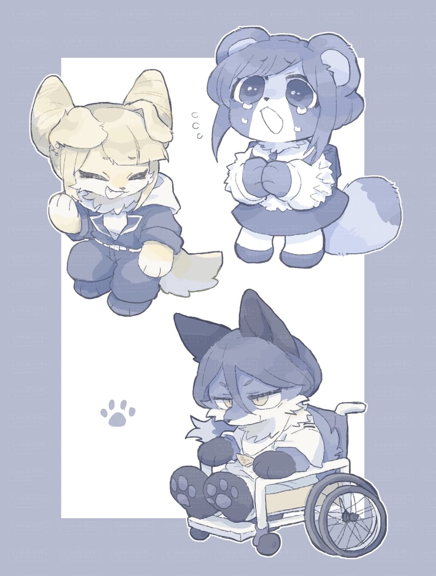 fukurai azami, tomarigi yasumi, and meguriya ayumu (animal crossing and 1 more) drawn by partynight0121