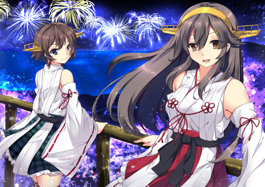haruna, hiei, haruna kai ni, and hiei kai ni (kantai collection) drawn by sheita