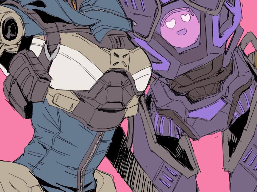 ash, pathfinder, and omega point pathfinder (apex legends) drawn by y_(user_rjry7778)