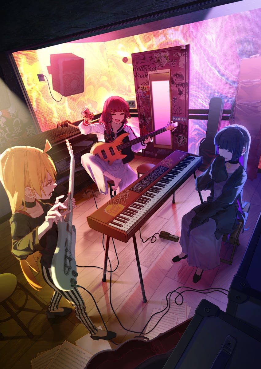 hiroi kikuri, ijichi seika, and pa-san (bocchi the rock! and 7 more) drawn by zero808w