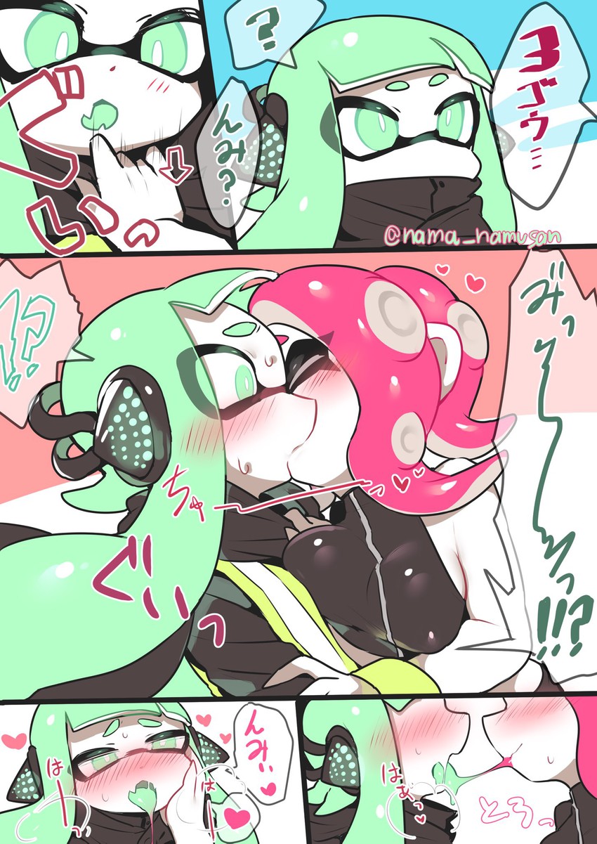 inkling player character, inkling girl, octoling player character, octoling girl, agent 8, and 1 more (splatoon and 2 more) drawn by nama_namusan