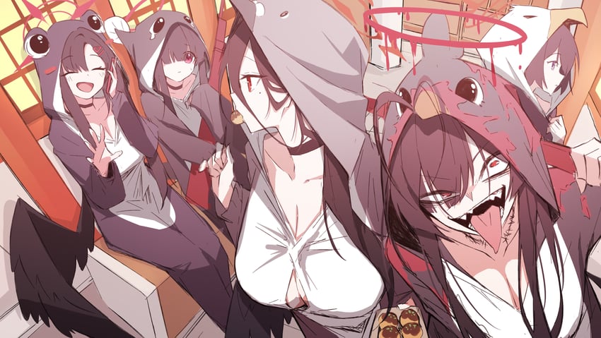 hasumi, ichika, justice task force member, tsurugi, and mashiro (blue archive) drawn by mmhomm
