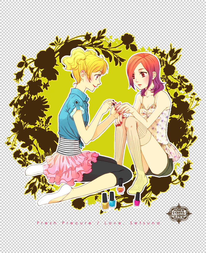 higashi setsuna and momozono love (precure and 1 more) drawn by 251