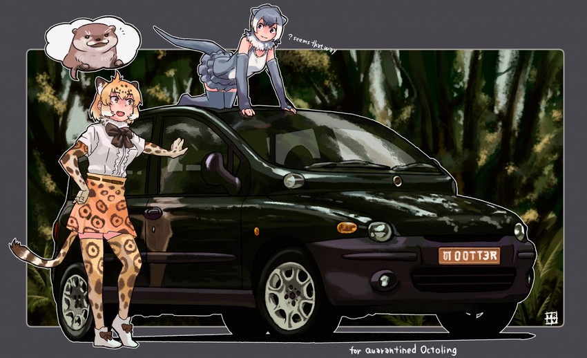 jaguar and small-clawed otter (kemono friends) drawn by toriny