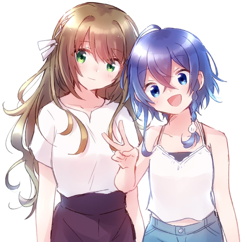 misakino kukuru and miyazawa fuuka (shiroi suna no aquatope) drawn by nyaa_(nnekoron)