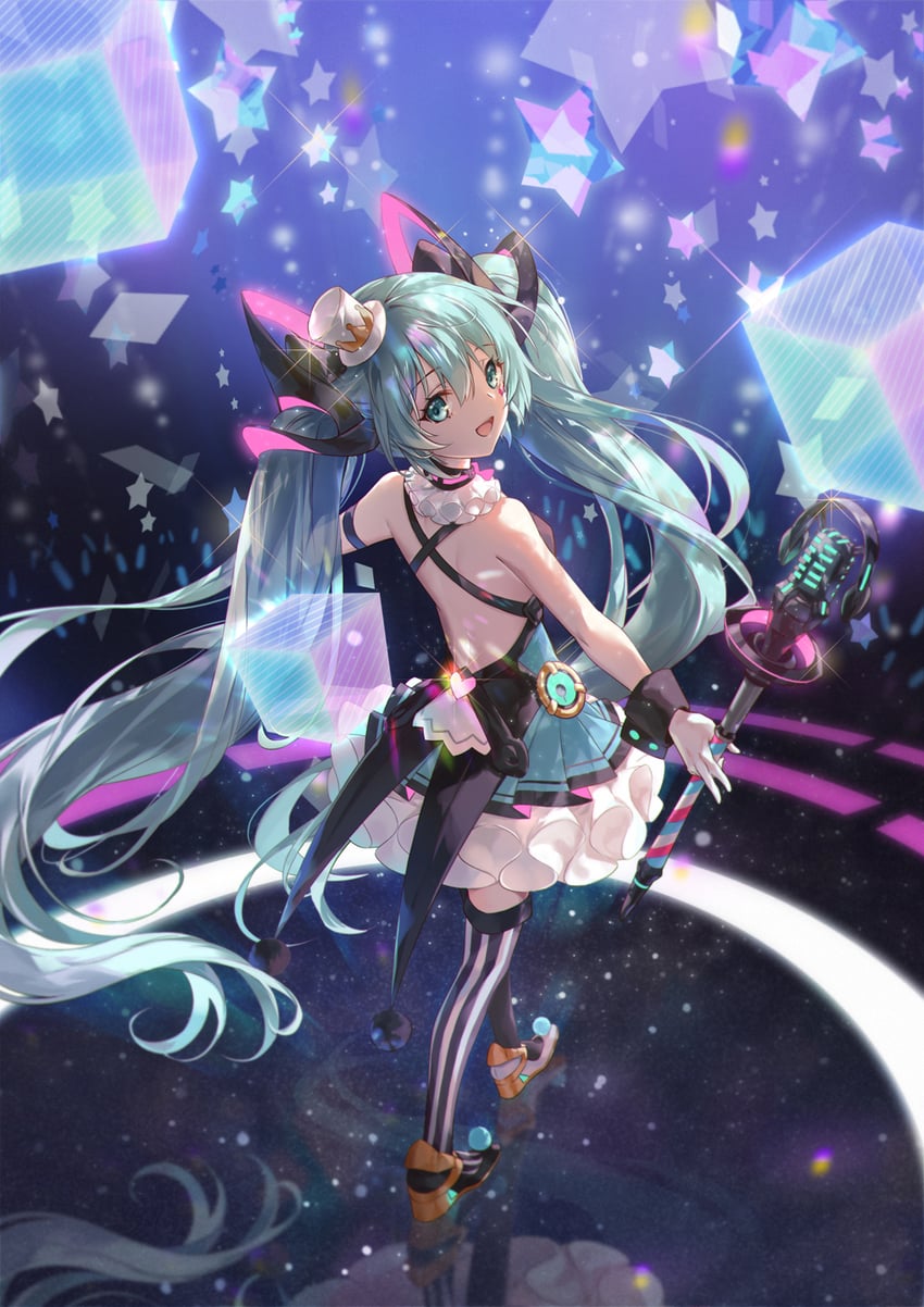 hatsune miku and magical mirai miku (vocaloid and 1 more) drawn by ouu_min
