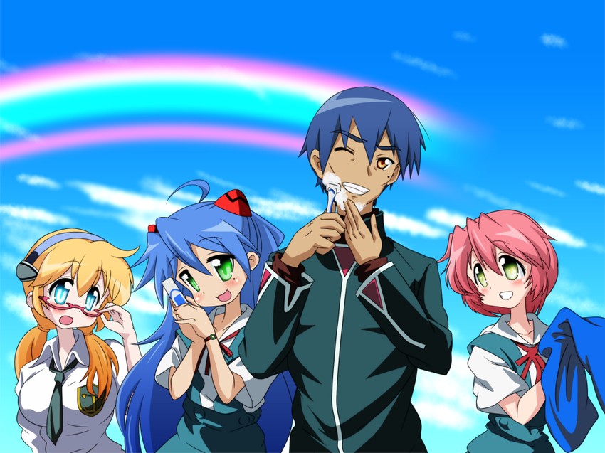 souryuu asuka langley, ayanami rei, izumi konata, makinami mari illustrious, kobayakawa yutaka, and 3 more (neon genesis evangelion and 3 more) drawn by mizushima_(p201112)