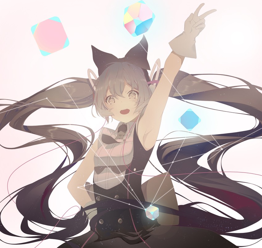 hatsune miku and magical mirai miku (vocaloid and 1 more) drawn by yaoku
