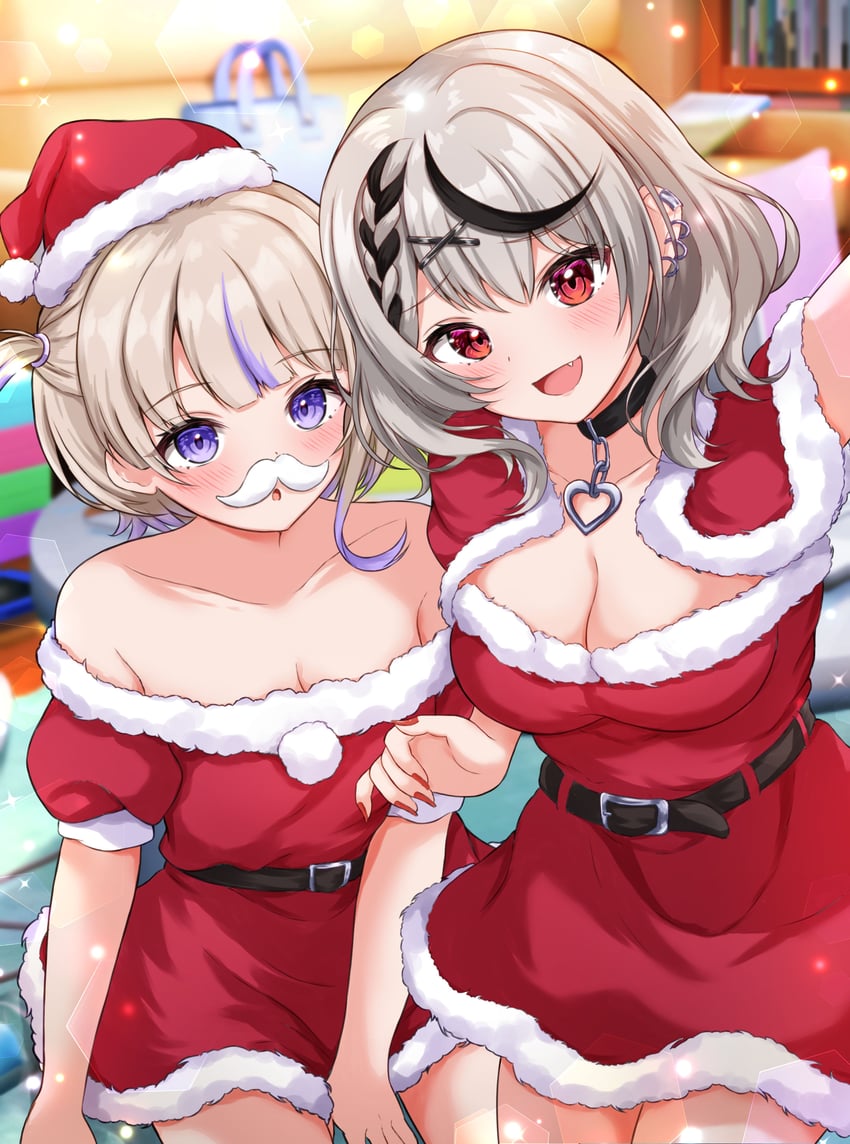 sakamata chloe and todoroki hajime (hololive and 1 more) drawn by rinkaa_(lovelive765pro2)