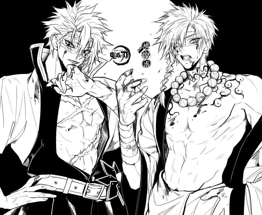 shinazugawa sanemi and aza choubei (kimetsu no yaiba and 1 more) drawn by mono1010101