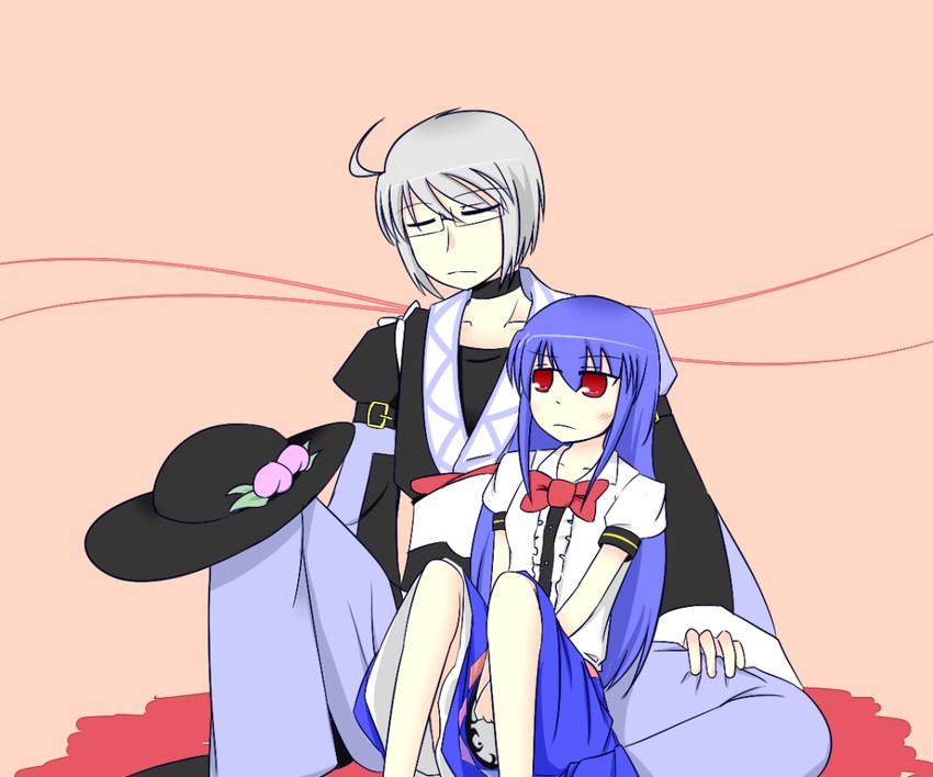 hinanawi tenshi and morichika rinnosuke (touhou) drawn by kita_(higan)