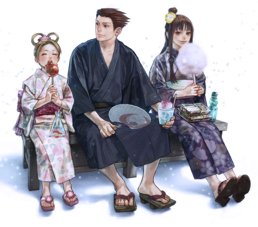 phoenix wright, maya fey, and pearl fey (ace attorney) drawn by a_k_i