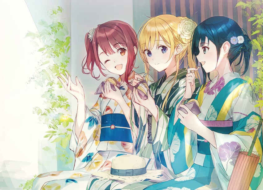 nanase yuzuki, hiiragi yuuko, and ayase nazuna (chitose-kun wa ramune bin no naka) drawn by weee_(raemz)