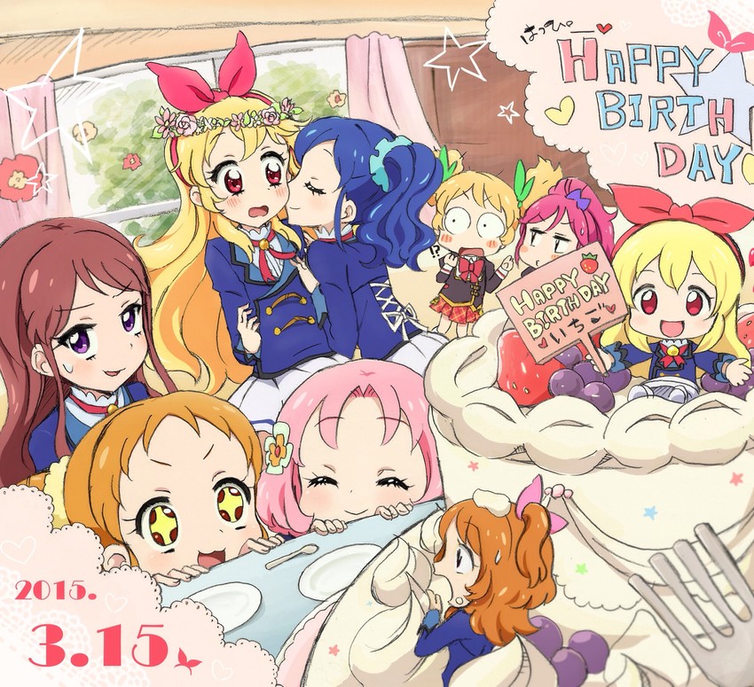 hoshimiya ichigo, kiriya aoi, ozora akari, shibuki ran, arisugawa otome, and 3 more (aikatsu!) drawn by rokomoko_(moko_mmm)