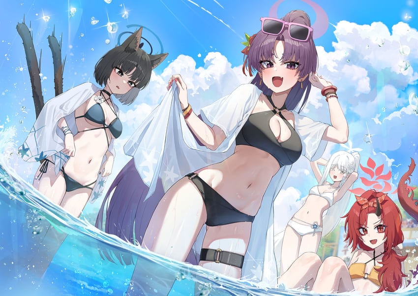 kikyou, yukari, renge, and nagusa (blue archive) drawn by kokukyukeo