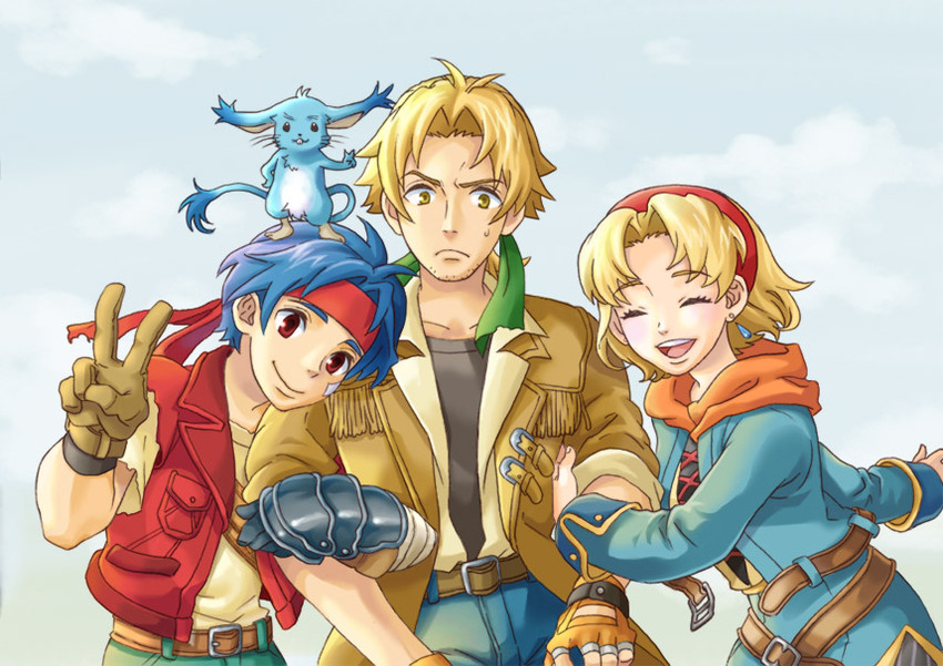 cecilia lynne adelhyde, rody roughnight, jack van burace, and hanpan (wild arms and 1 more) drawn by kei_(inu_no_ura)