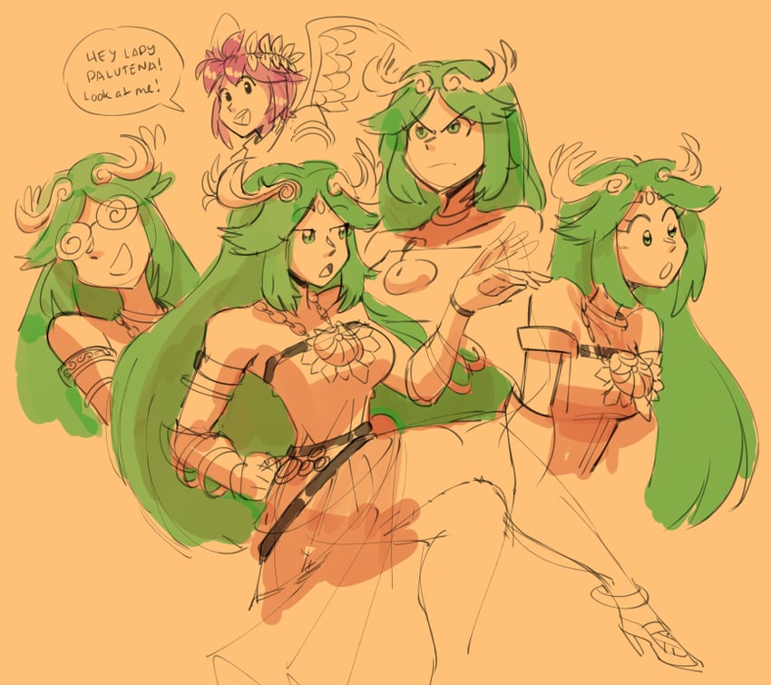 palutena and pit (kid icarus and 1 more) drawn by dreamkazoo