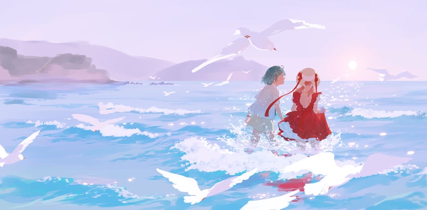 kaname madoka and miki sayaka (mahou shoujo madoka magica) drawn by luli_(bungo_kuni)