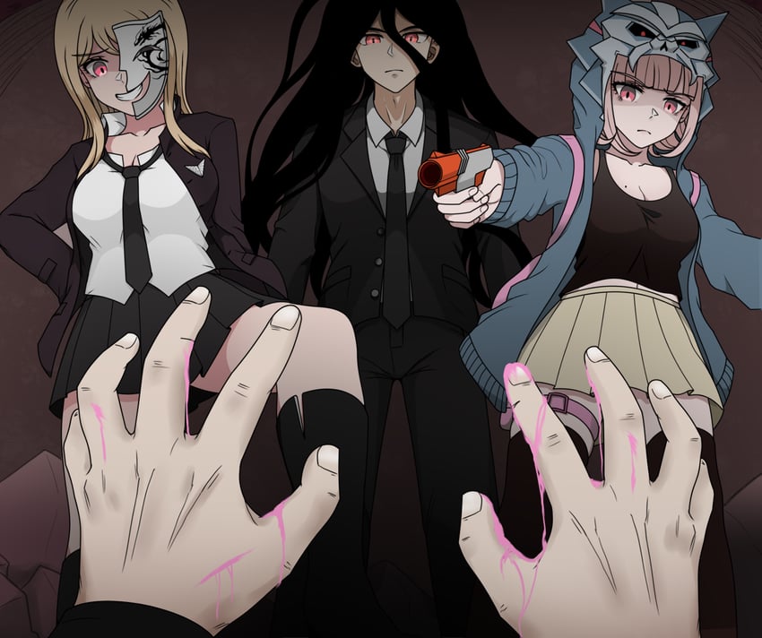 nanami chiaki, hinata hajime, and kuzuryu natsumi (danganronpa and 1 more) drawn by 7cs_(congchuabuoito)