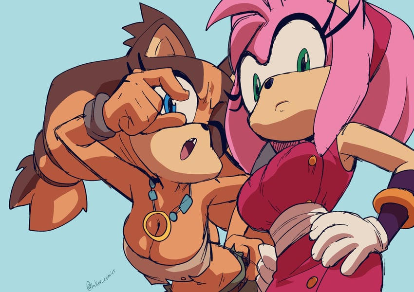 amy rose and sticks the badger (sonic and 1 more) drawn by inker_comics