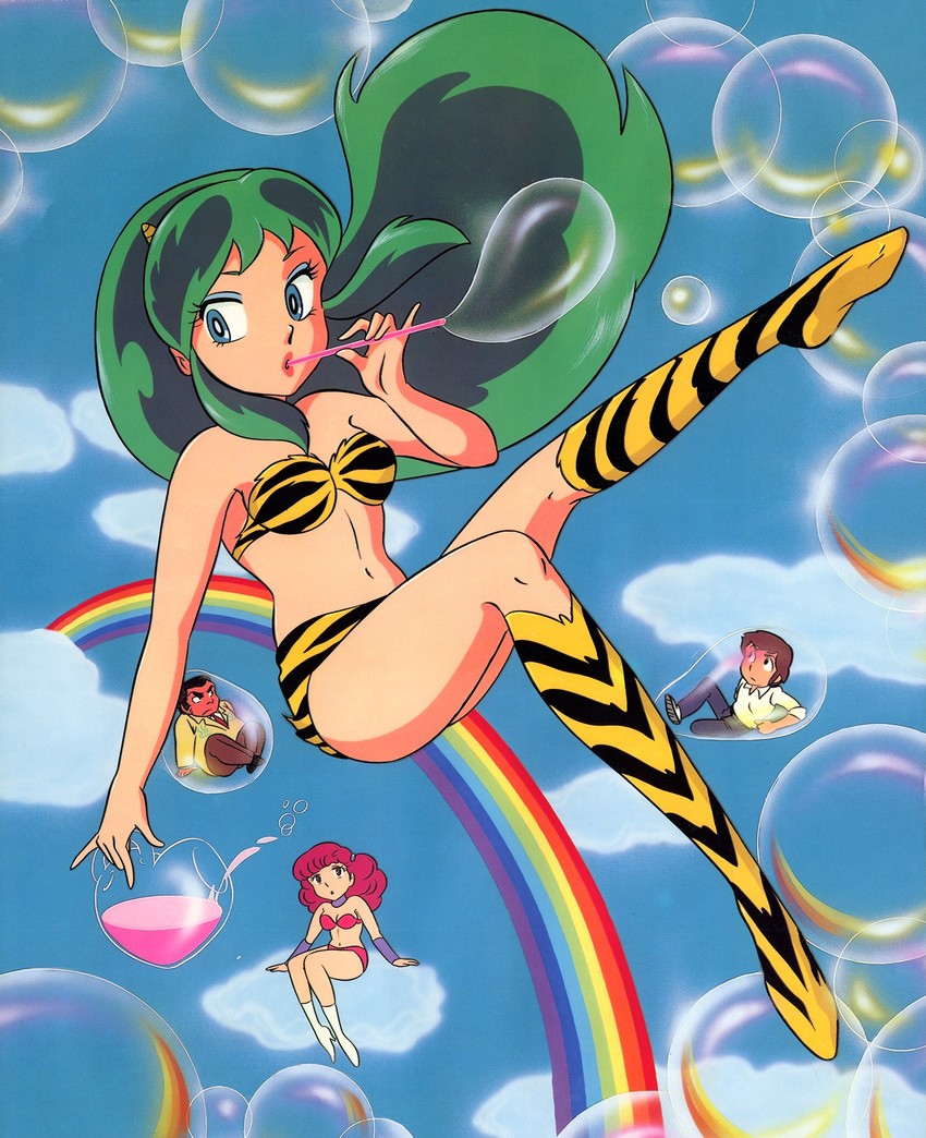 lum, moroboshi ataru, ran, and onsen-mark (urusei yatsura)