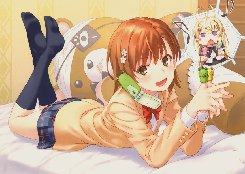 misaka mikoto, gekota, pyonko, febrie, and kill bear (toaru majutsu no index and 2 more) drawn by raika9
