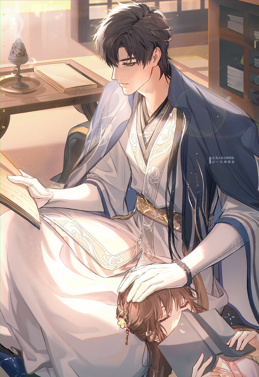protagonist and zayne (love and deepspace) drawn by wuren_daoshang_dekezong