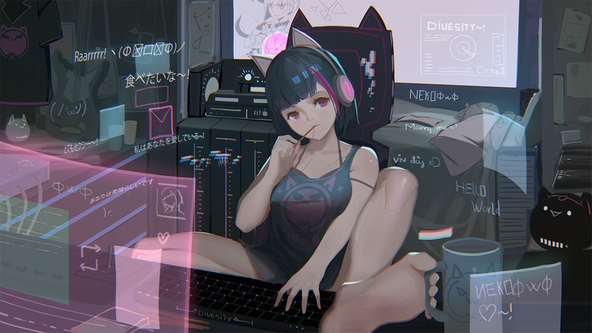 asakura neko and meowbot (cytus and 1 more) drawn by da_(datako)