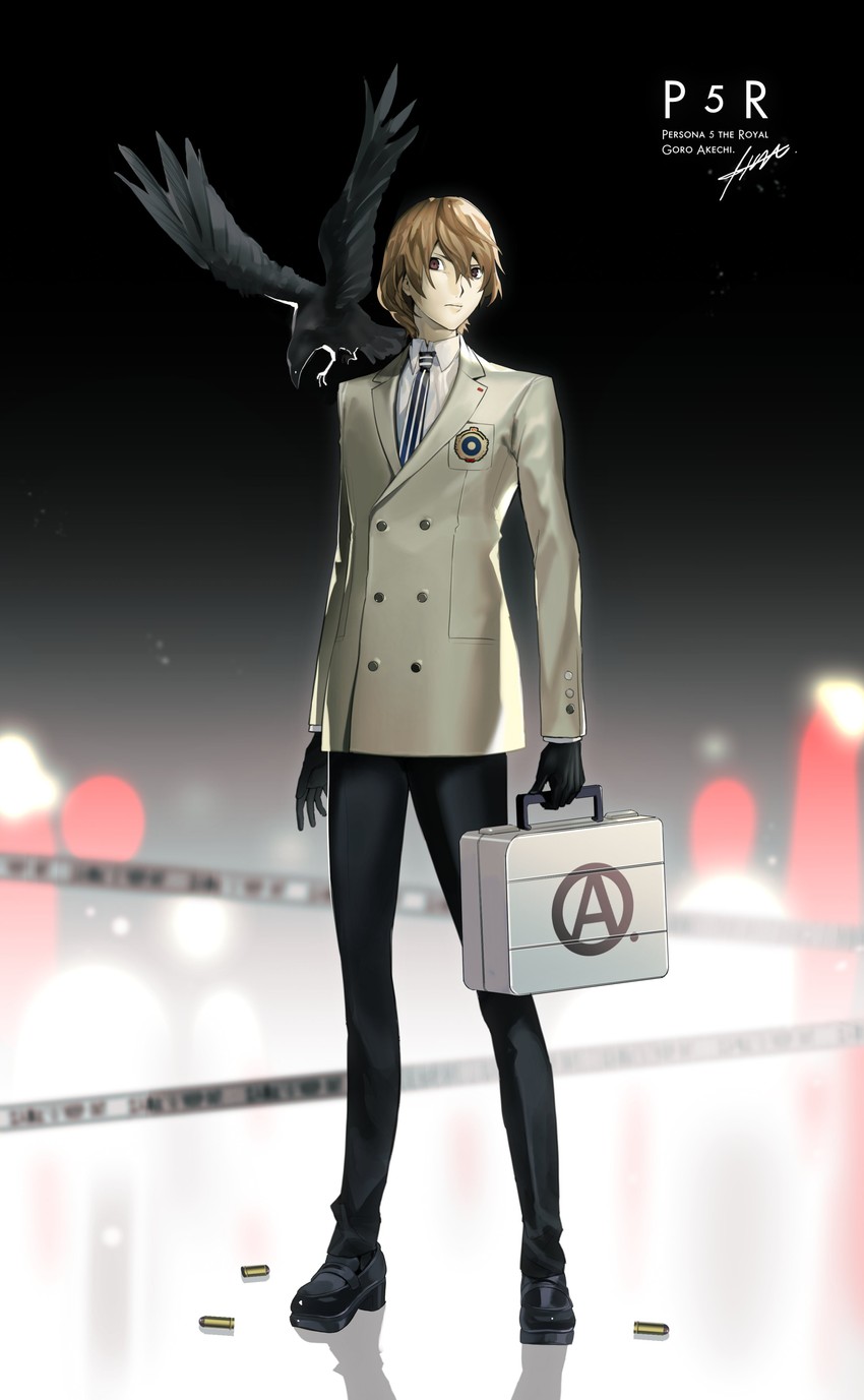 akechi gorou (persona and 2 more) drawn by btmr_game