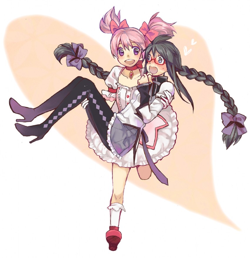 akemi homura and kaname madoka (mahou shoujo madoka magica) drawn by iaki_mochiko