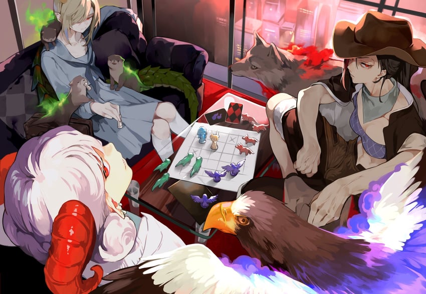 kicchou yachie, kurokoma saki, and toutetsu yuuma (touhou) drawn by risui_(suzu_rks)