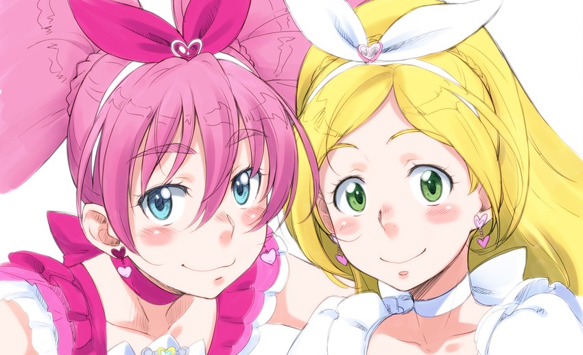 houjou hibiki, minamino kanade, cure melody, and cure rhythm (precure and 1 more) drawn by sakura_kotetsu