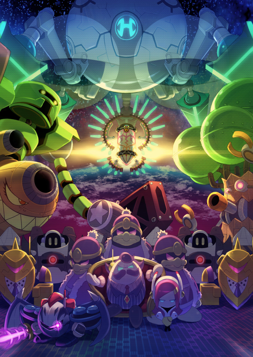 meta knight, king dedede, susie, whispy woods, robobot armor, and 9 more (kirby and 1 more) drawn by yazaki_yuuji