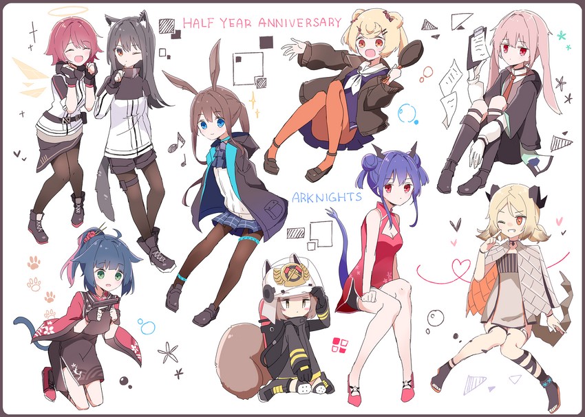 amiya, texas, exusiai, ifrit, jessica, and 4 more (arknights) drawn by a.a_(aa772)