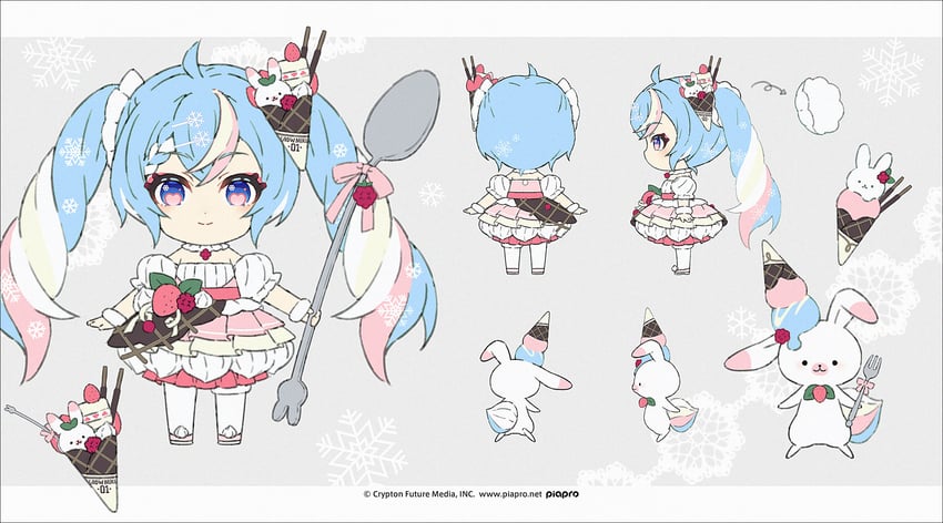 hatsune miku, yuki miku, and rabbit yukine (vocaloid) drawn by hakusai_(tiahszld)
