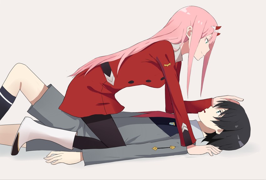 zero two and hiro (darling in the franxx) drawn by kenkaizar
