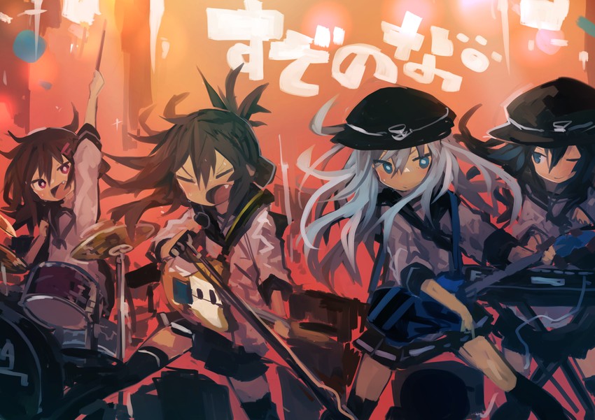 hibiki, inazuma, ikazuchi, and akatsuki (kantai collection) drawn by kaamin_(mariarose753)