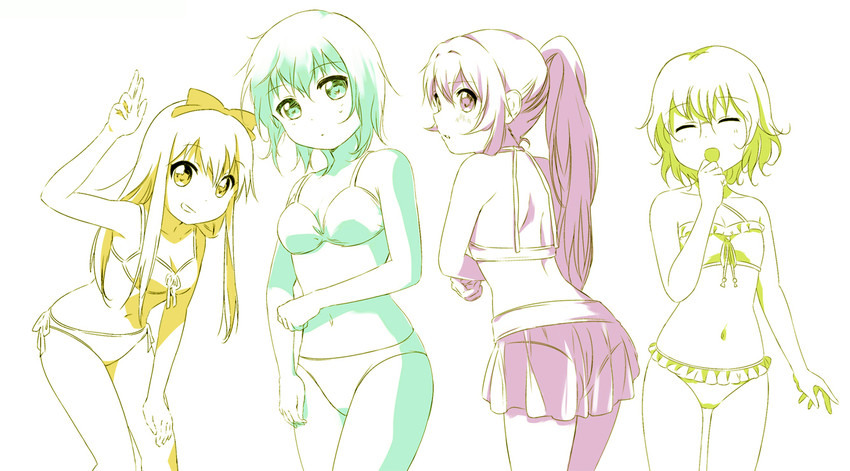 toshinou kyouko, funami yui, sugiura ayano, and ikeda chitose (yuruyuri) drawn by kamiki_uutarou