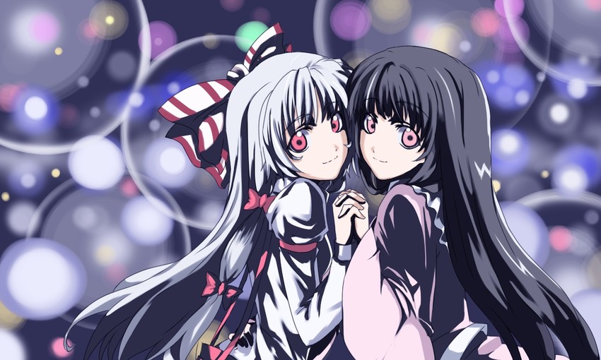 fujiwara no mokou and houraisan kaguya (touhou) drawn by haruichi_(komikal)