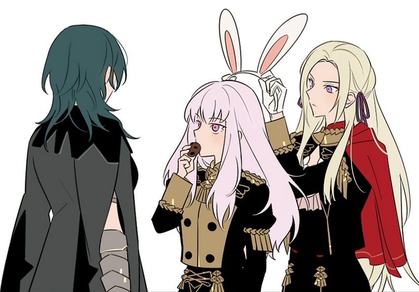 female byleth, edelgard von hresvelg, and lysithea von ordelia (fire emblem and 1 more) drawn by vo1ez
