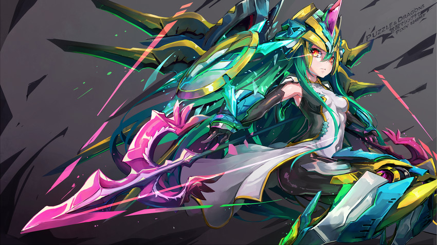 athena and machine athena (puzzle & dragons) drawn by kurokitsune_(float0108)