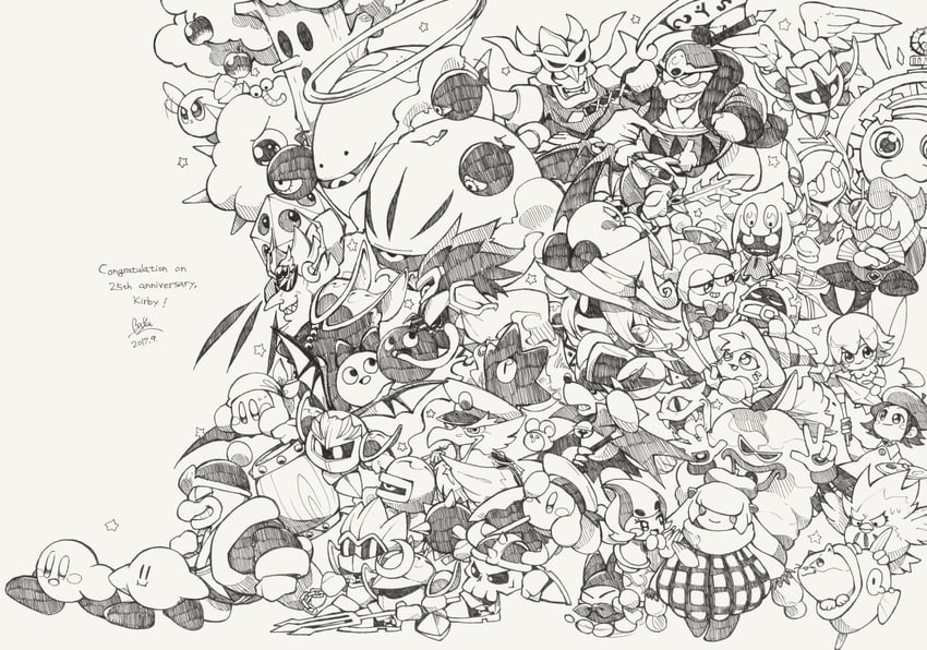 kirby, meta knight, king dedede, magolor, bandana waddle dee, and 45 more (kirby) drawn by baku_(baku325)