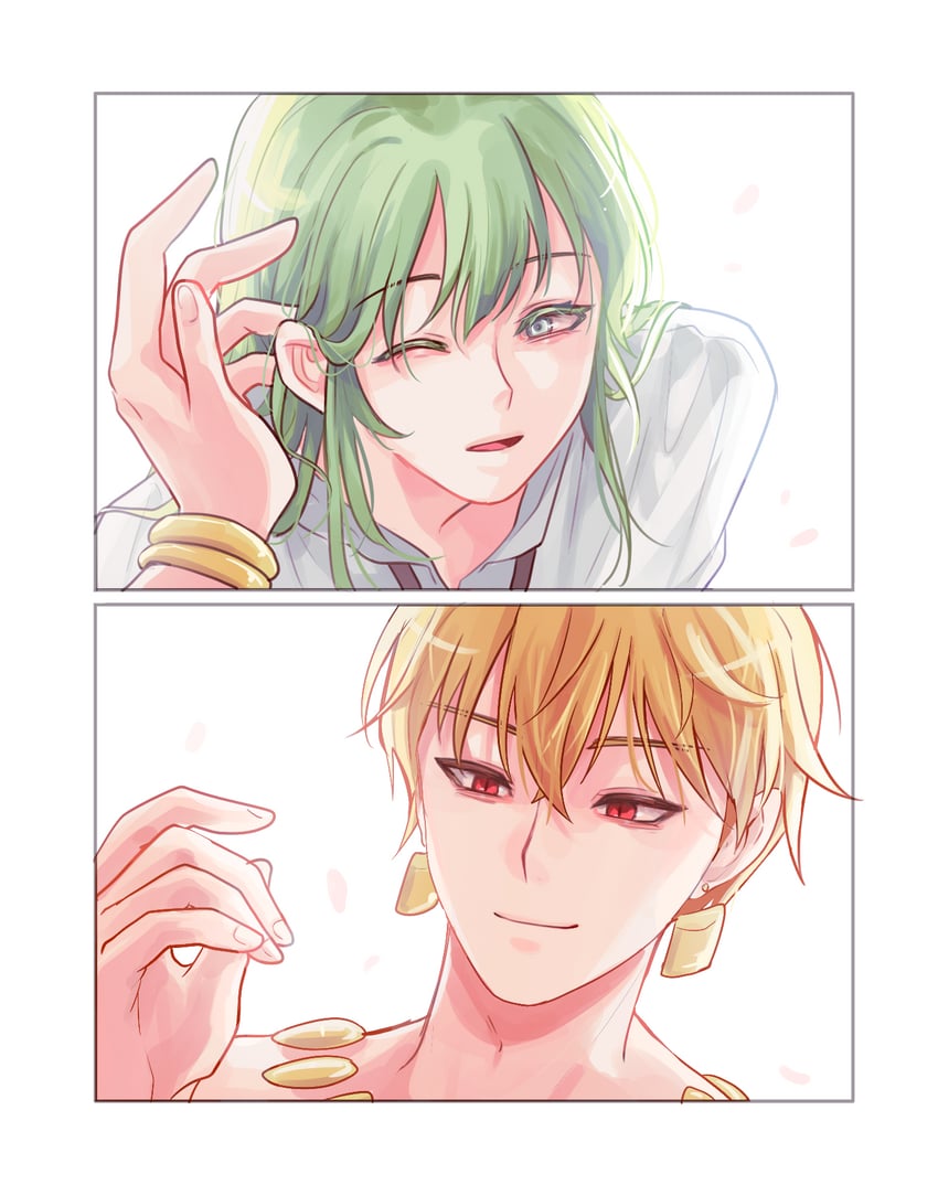 gilgamesh and enkidu (fate and 1 more) drawn by kassia