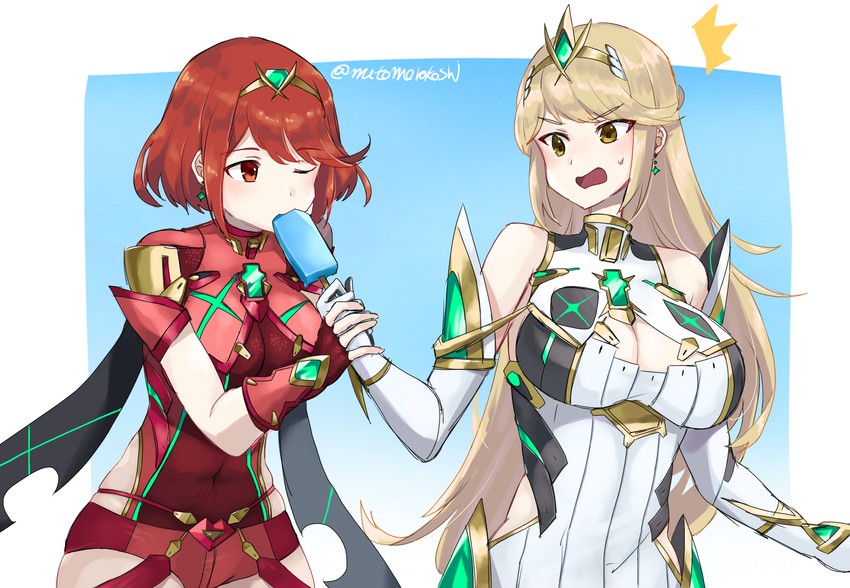 pyra and mythra (xenoblade chronicles and 1 more) drawn by mutomorokoshi