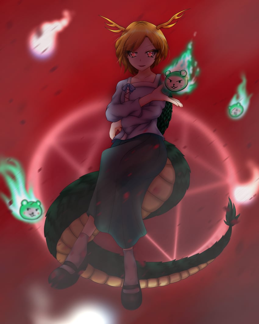 kicchou yachie and otter spirit (touhou and 1 more) drawn by 97-shiki_juubako