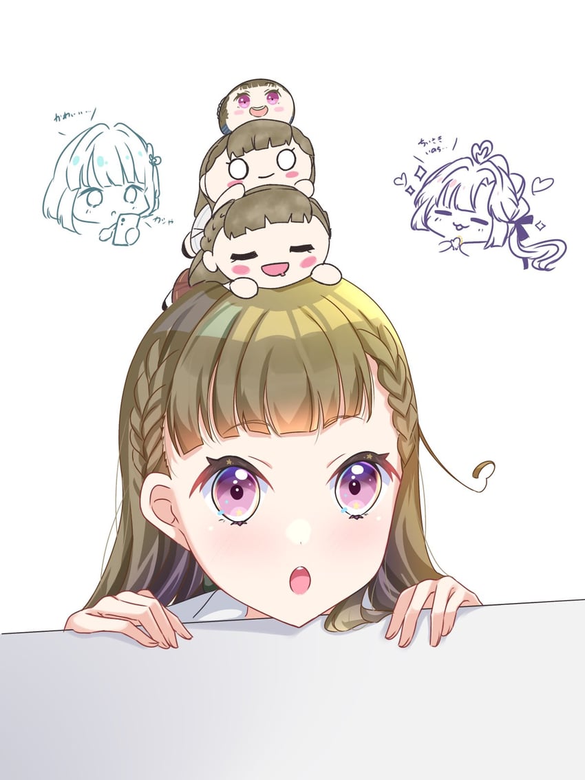momose ginko, anyoji hime, and kachimachi kosuzu (love live! and 1 more) drawn by sakari_(pear_8_ll)