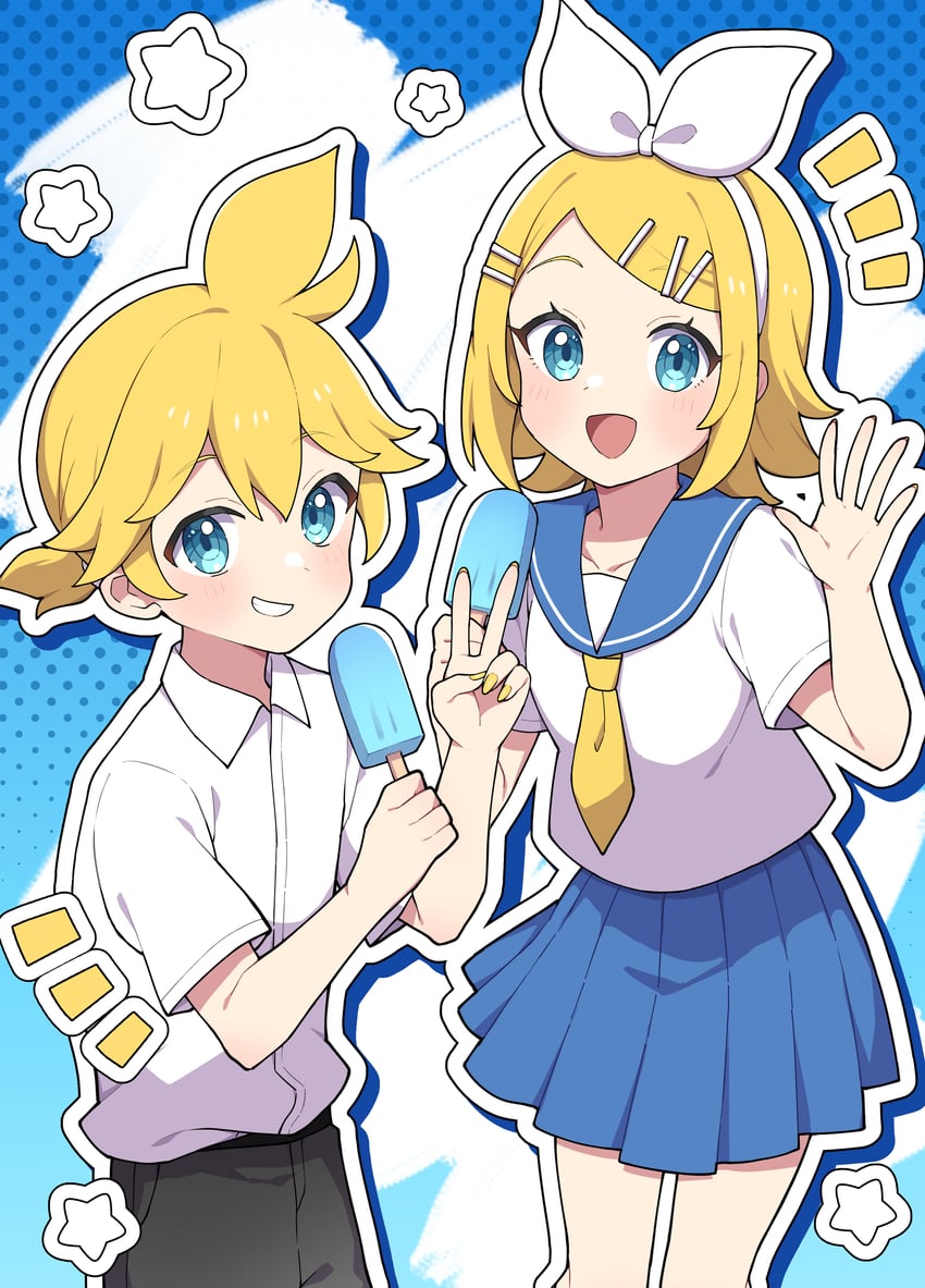 kagamine rin and kagamine len (vocaloid) drawn by miz_(mizillustration)