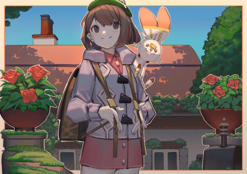 gloria and scorbunny (pokemon and 1 more) drawn by lanzi_(415460661)