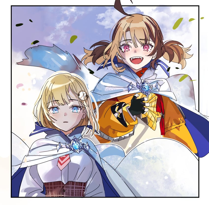 watson amelia and gigi murin (hololive and 2 more) drawn by yomosaka